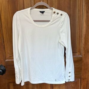 Nautica Women’s Classic White Tee with Gold Trim and Buttons Size‎ L